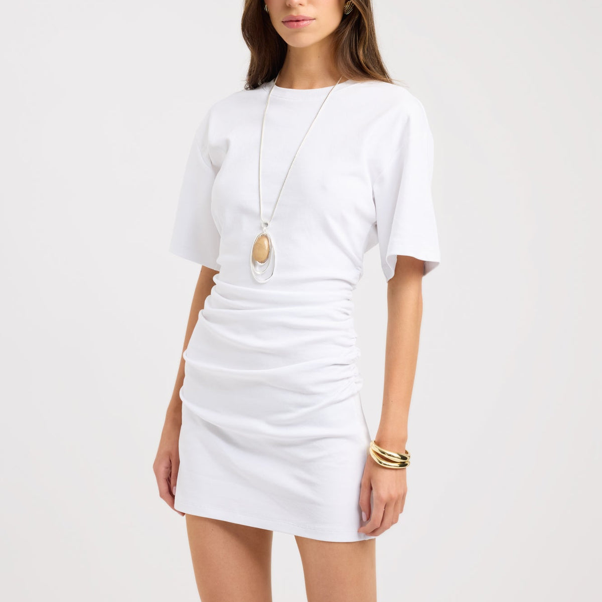 short sleeve white dress Nova Mini Dress, 2 / White
