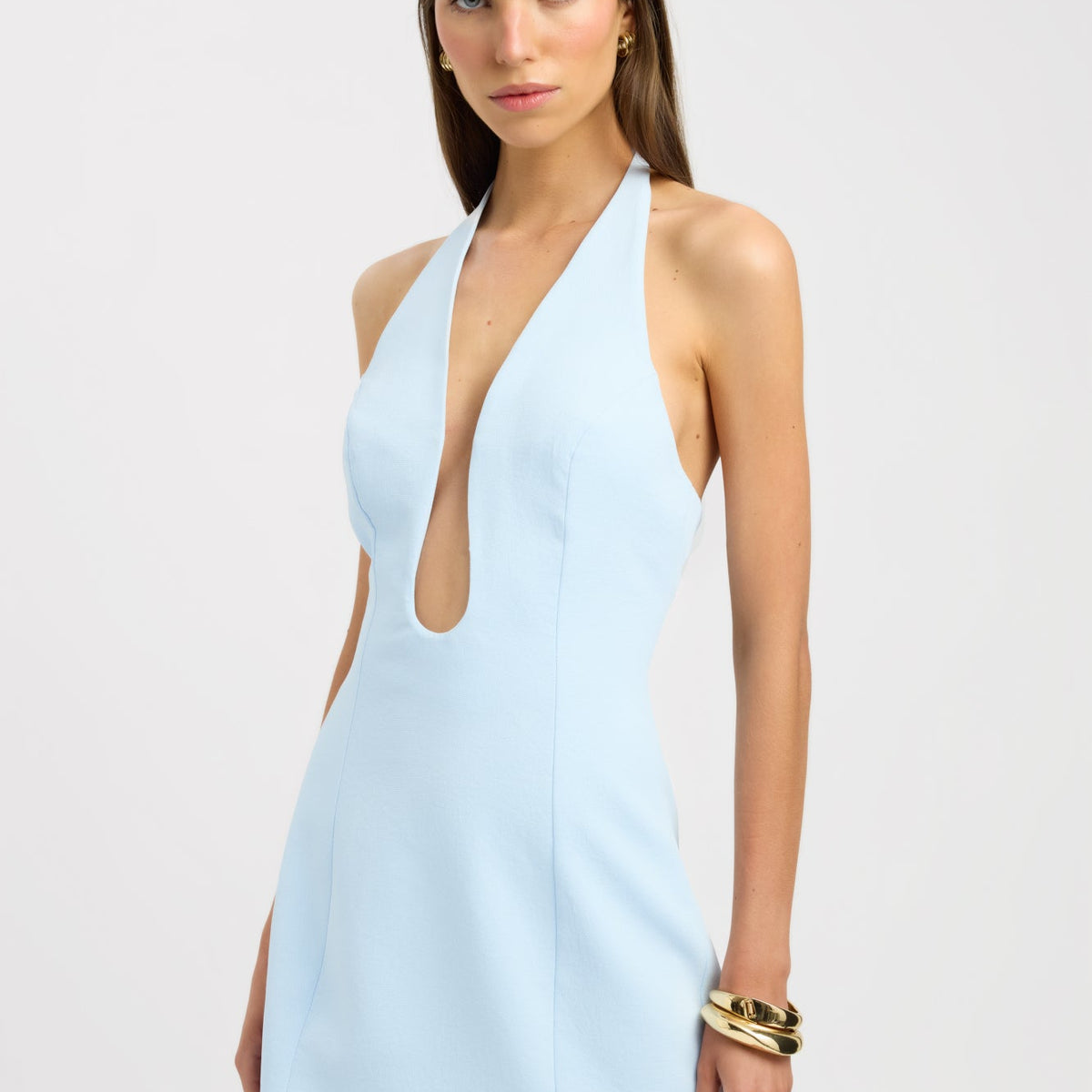 Oyster Low Cut Mini Dress