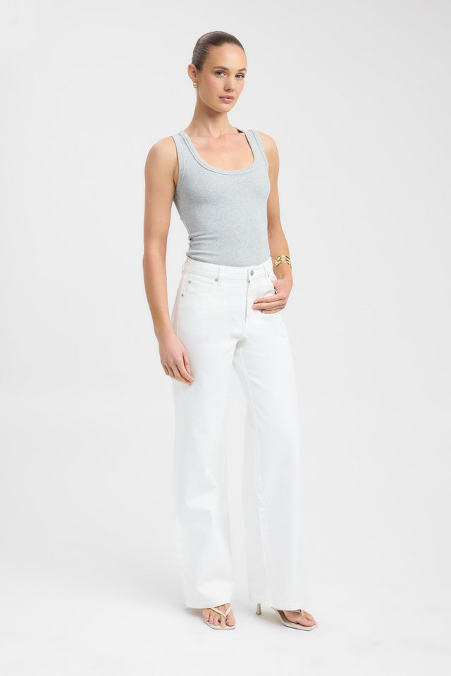 side Quinnie Tank Kookai Fitted Thick strap Scoop black womens-singlets 