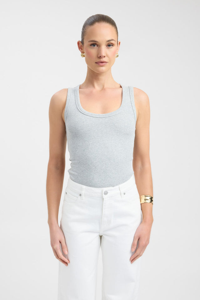 front Quinnie Tank Kookai Fitted Thick strap Scoop black womens-singlets 