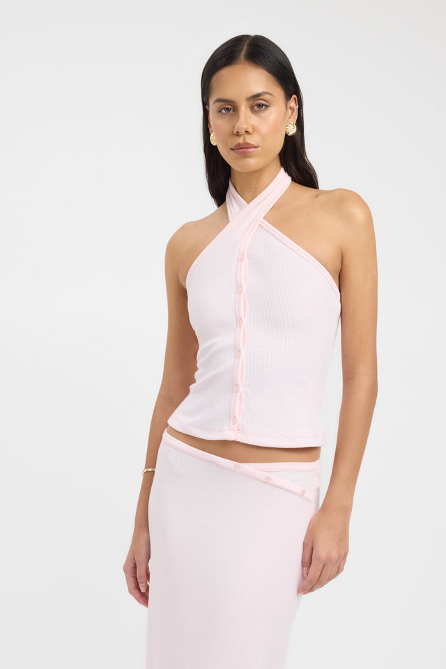 front Sulli Tank Kookai Fitted Asymmetry Sleeveless Womens-Blouse 