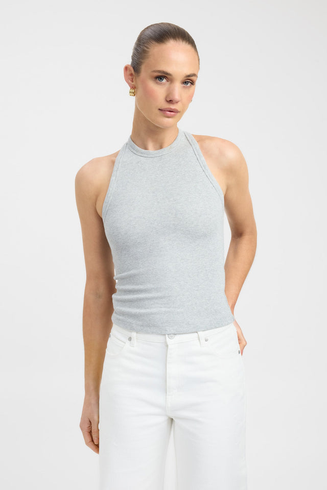 front Abbie Tank Kookai Fitted Roundneck Sleeveless Womens-Blouse 