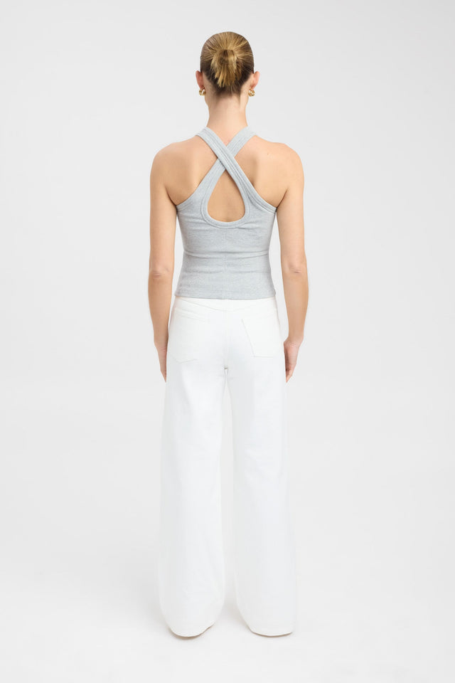 back Abbie Tank Kookai Fitted Roundneck Sleeveless Womens-Blouse 