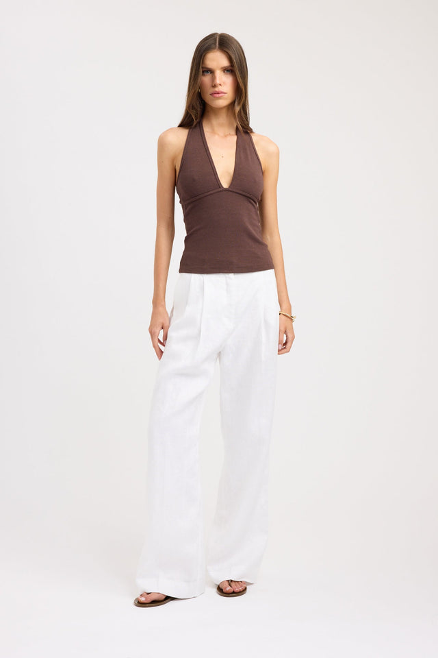 front Caity Tank Kookai Fitted Plunge womens-singlets 