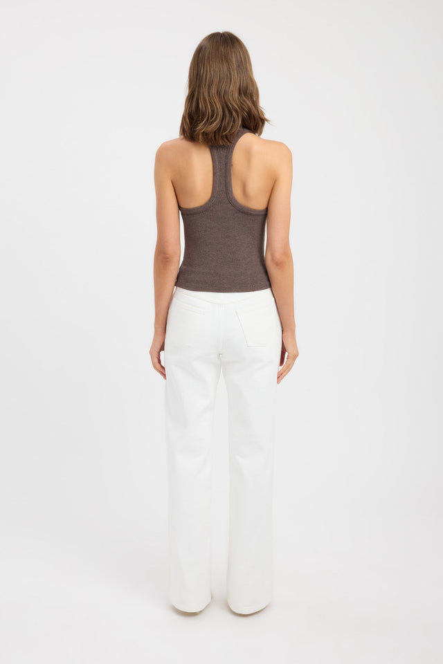 back Sky Racer Tank Kookai Fitted Thin strap V-neck womens-singlets 