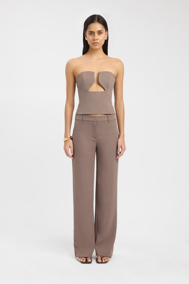low rise dress pants women Sans Faff Women's Lizzy Flared - White flat front design Keep It Up Low Waist