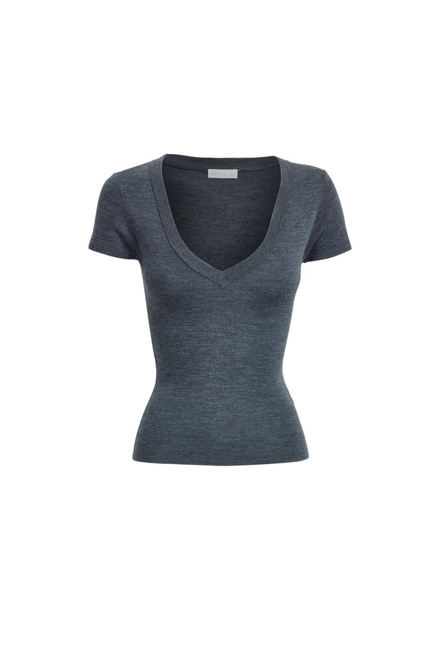 back Jackson Vee Neck Top Kookai Fitted V-neck Short sleeves Womens-Blouse 