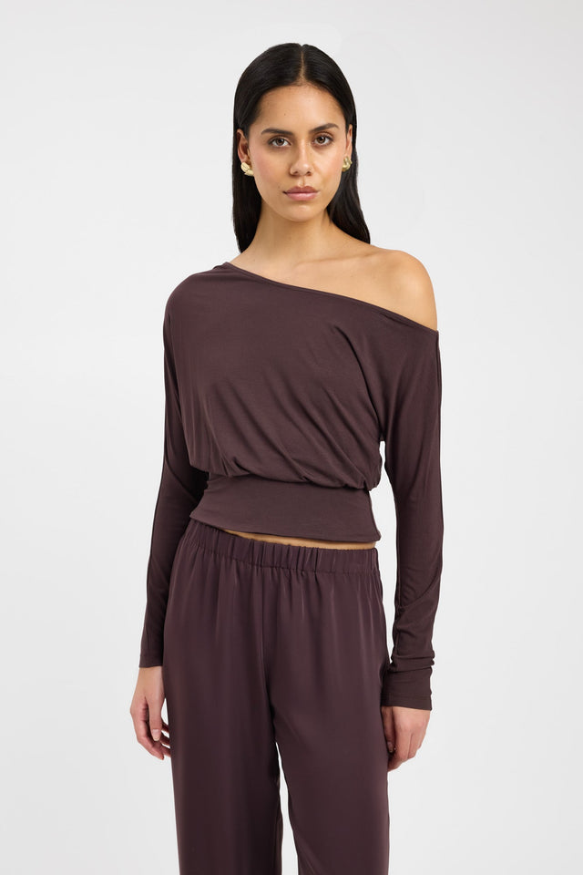 front Anders Top Kookai Relaxed Asymmetry Long sleeve Womens-Blouse 