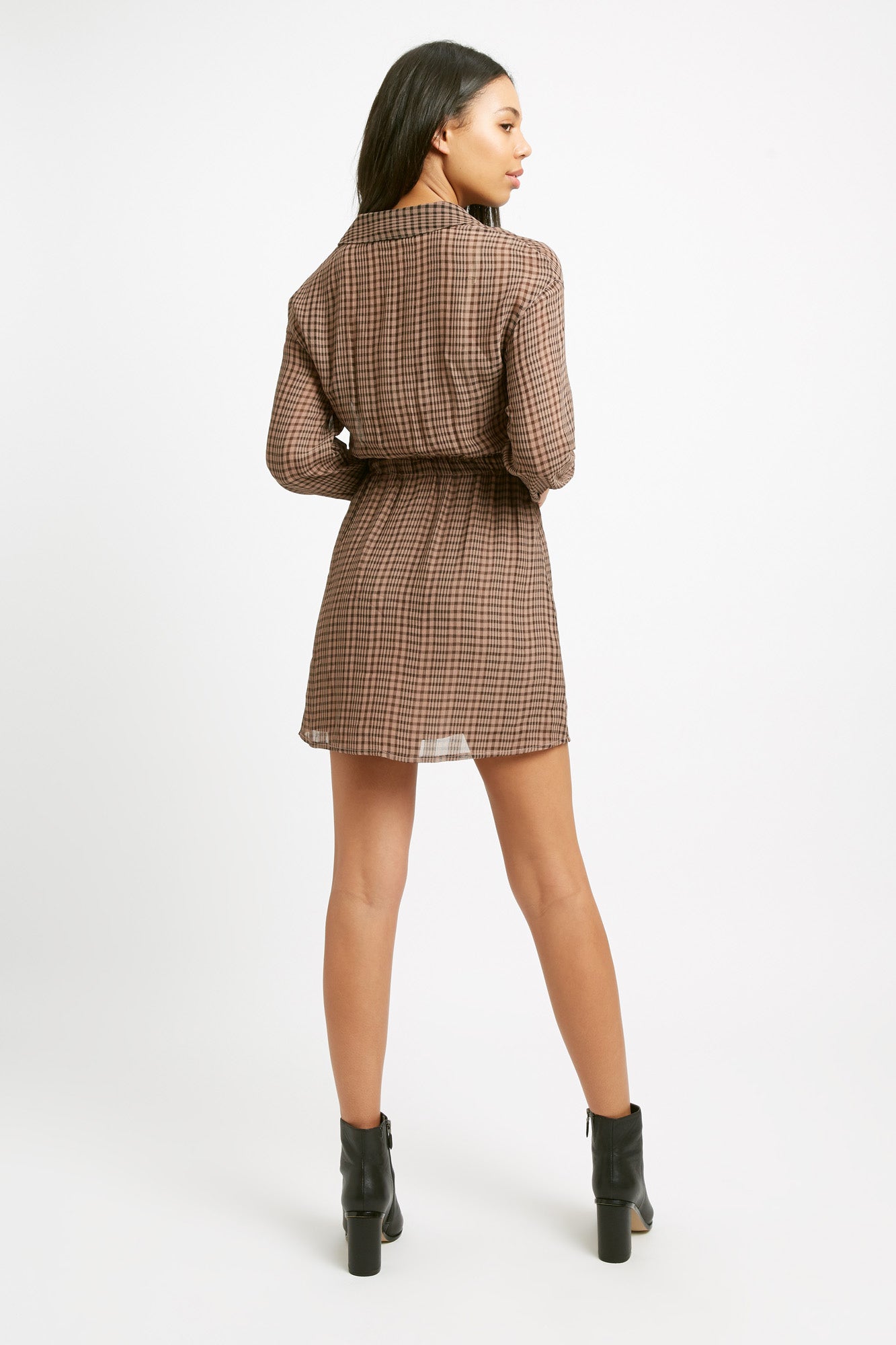 Kaylen Mini Dress - Navy Check Seersucker – Peppermayo US