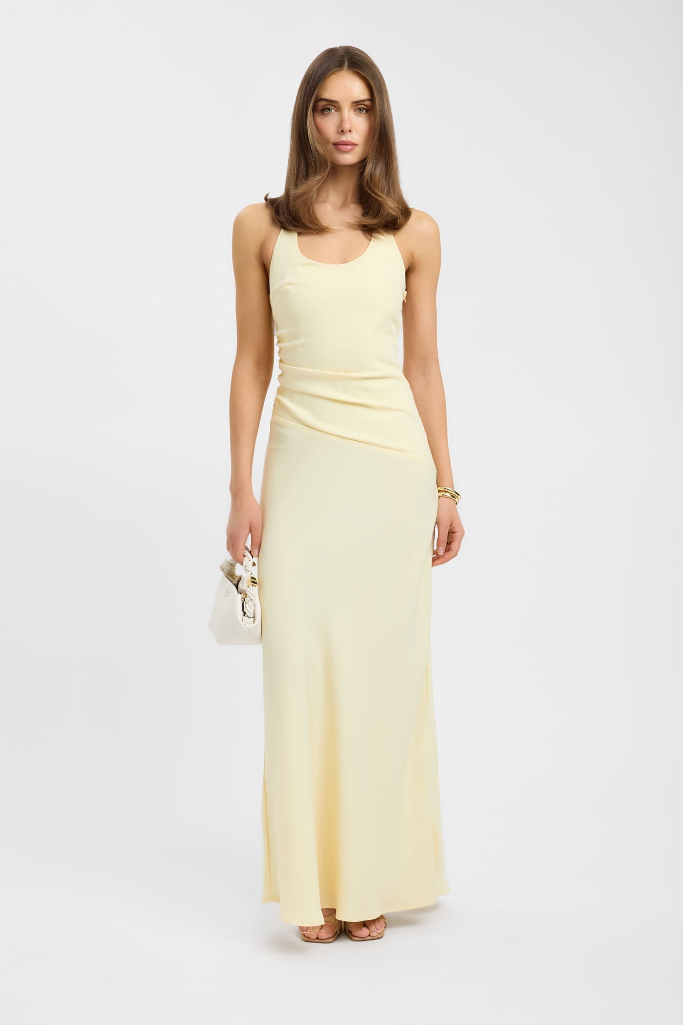halter maxi dress casual Marjan Dove / L with a keyhole detail at the bust womens lightweight halter neck maxi
