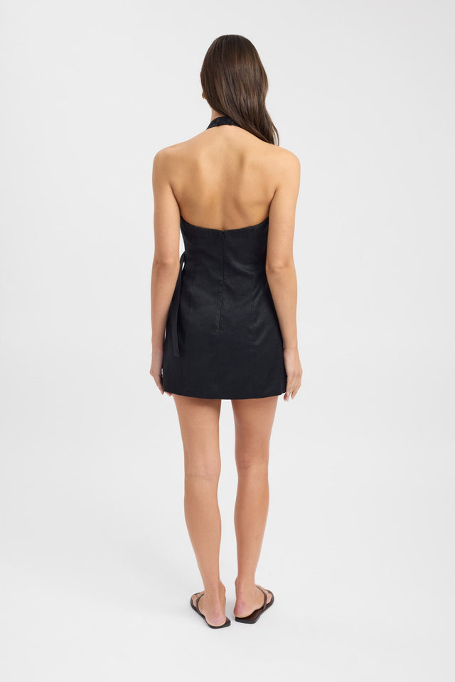 back Palm Trim Mini Dress Kookai Straight Mini Fitted V-neck womens-dresses 