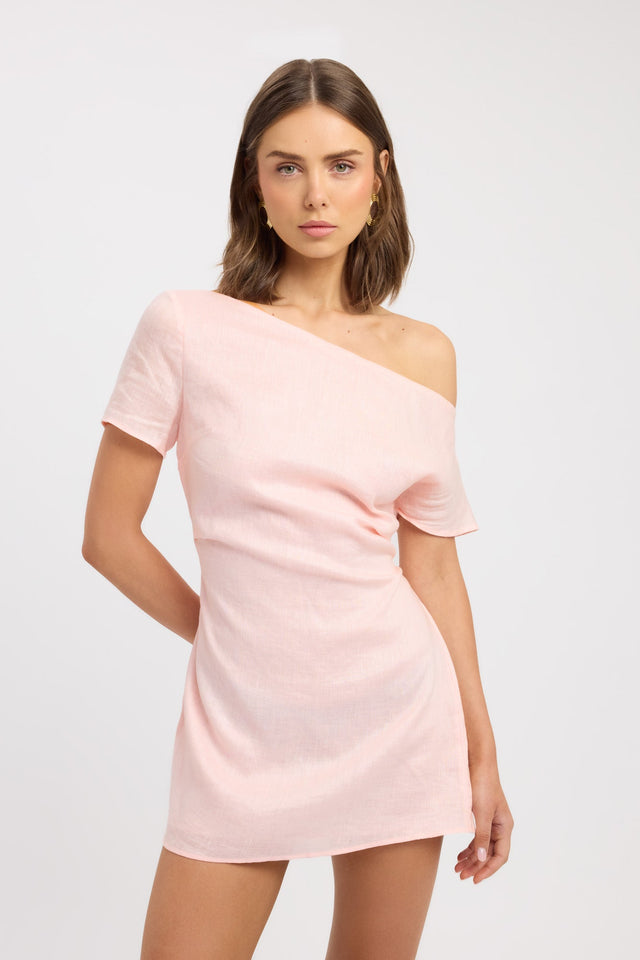 front Tahiti Asymmetric Dress Kookai Straight Mini Fitted Asymmetry womens-dresses 