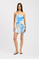 meadow mini dress Meadow Wrap Mini Dress, 2 / Blue/Tan