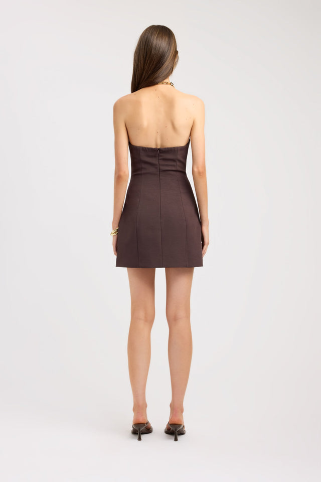 back Ariel Low Cut Mini Dress Kookai Straight Mini Fitted Plungeneck womens-dresses 