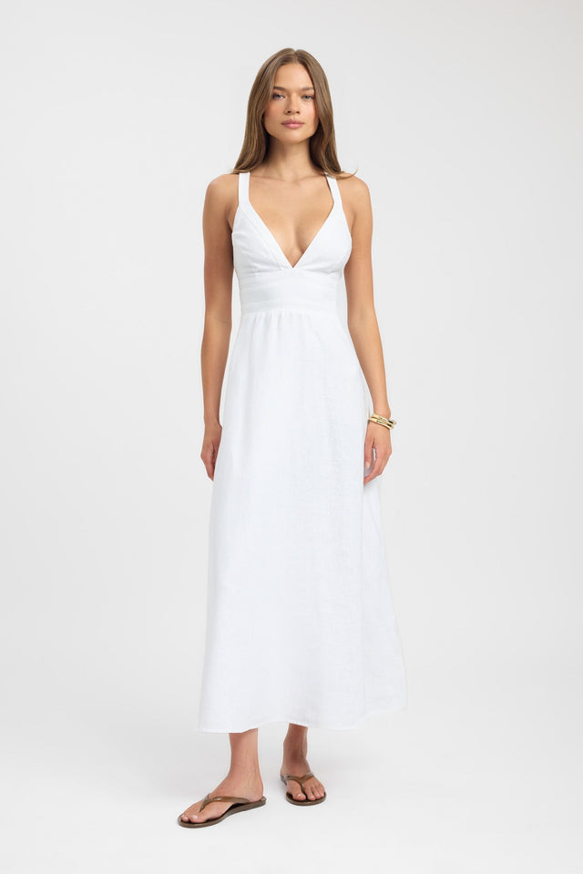 Palm Vee Maxi Dress, 2 / White Palm Vee Maxi Dress, 2 / White