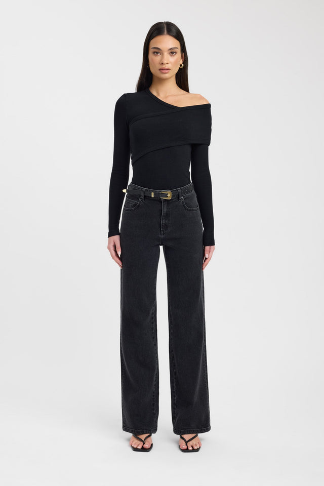 side Alaska Long Sleeve Top Kookai Fitted Asymmetry Long sleeve Womens-Blouse 