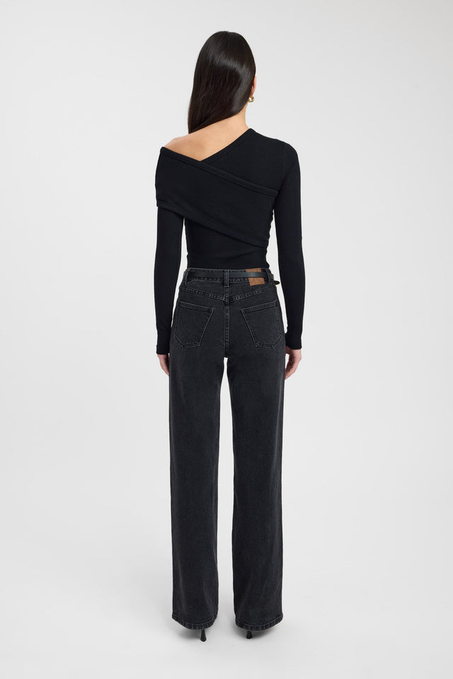 back Alaska Long Sleeve Top Kookai Fitted Asymmetry Long sleeve Womens-Blouse 