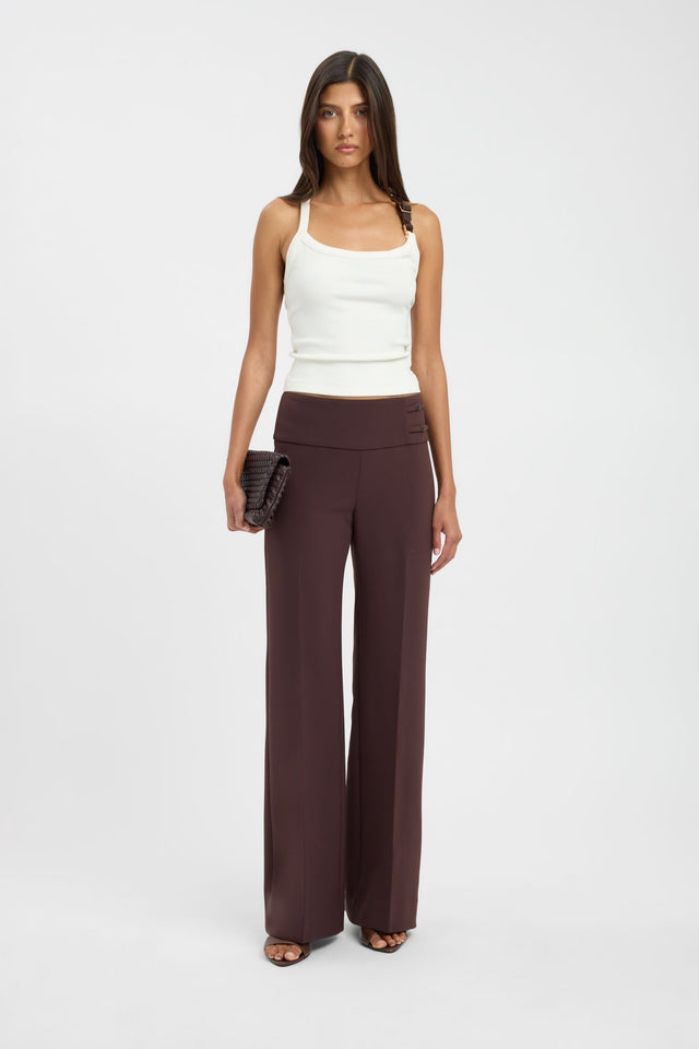 Crafted with Alto Wide Waist Band womens-regular-pants featuring wide-leg high-rise in saddle brown front