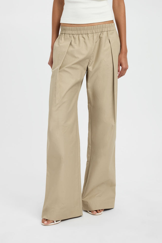 Featuring the Spencer Pant in womens regular pants with wide-leg mid-rise beige design detail