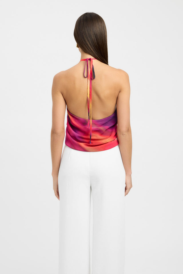front Bea Halter Top Kookai Fitted Asymmetry Sleeveless Womens-Blouse 
