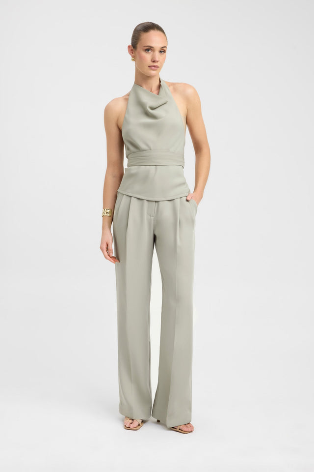 front Maria Tie Top Kookai Fitted Cowlneck Sleeveless Womens-Blouse 