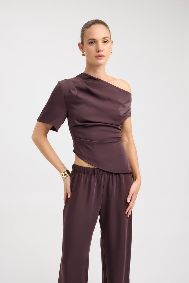 front Maria Asymmetric Top Kookai Fitted Asymmetry Short sleeves Womens-Blouse 