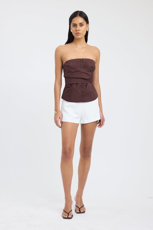 front Freddy Strapless Top Kookai Fitted Straight Sleeveless Womens-Blouse 