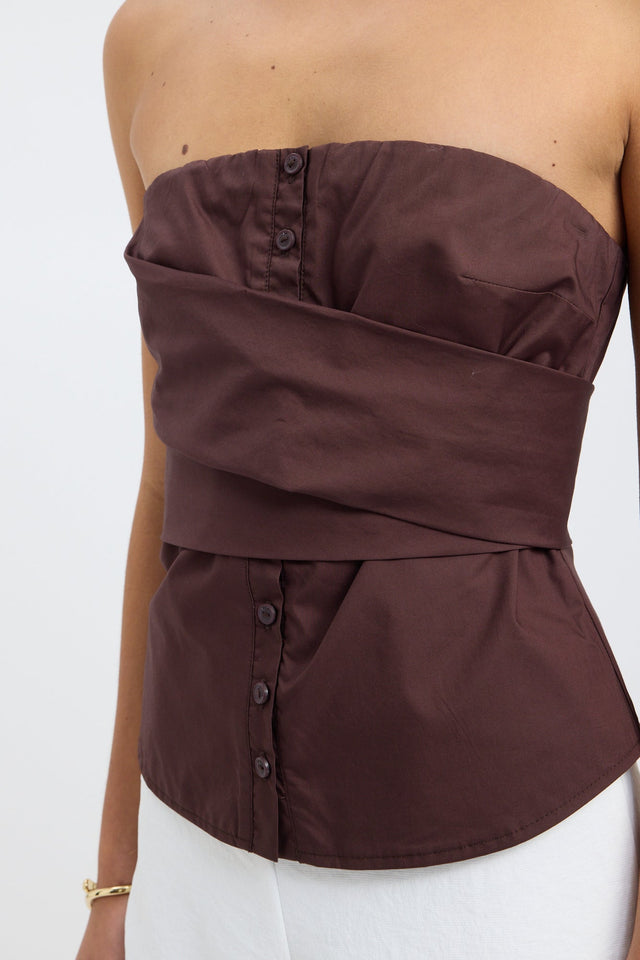 side Freddy Strapless Top Kookai Fitted Straight Sleeveless Womens-Blouse 