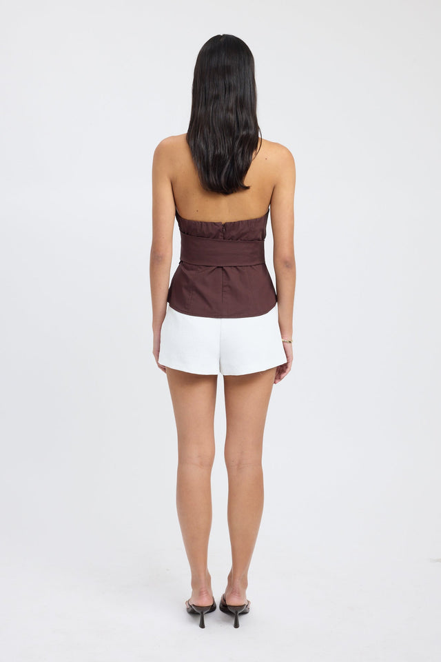 back Freddy Strapless Top Kookai Fitted Straight Sleeveless Womens-Blouse 