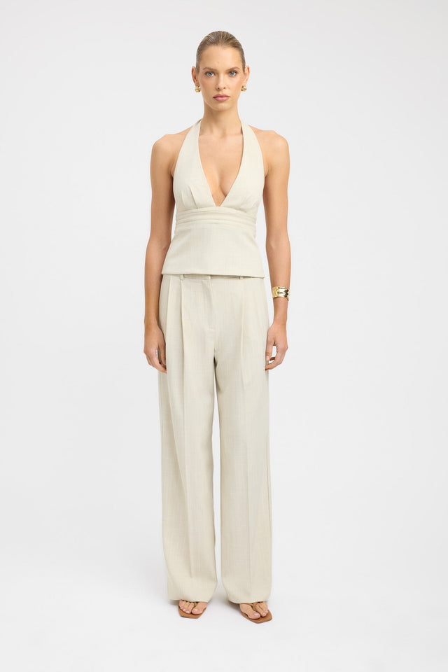 front Nevada Halter Top Kookai Fitted Plungeneck Sleeveless Womens-Blouse 