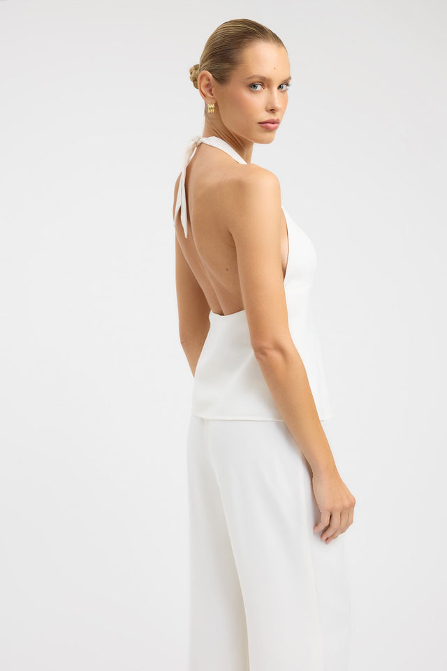 side Maria Vee Halter Top Kookai Relaxed Plungeneck Sleeveless Womens-Blouse 