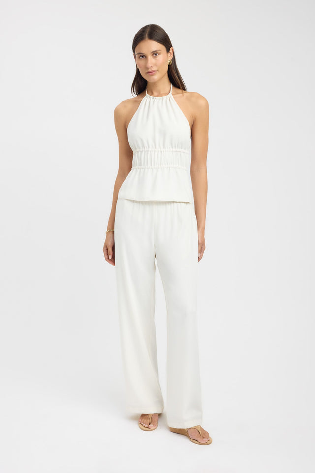 front Maria Gathered Halter Top Kookai Fitted Roundneck Sleeveless Womens-Blouse 