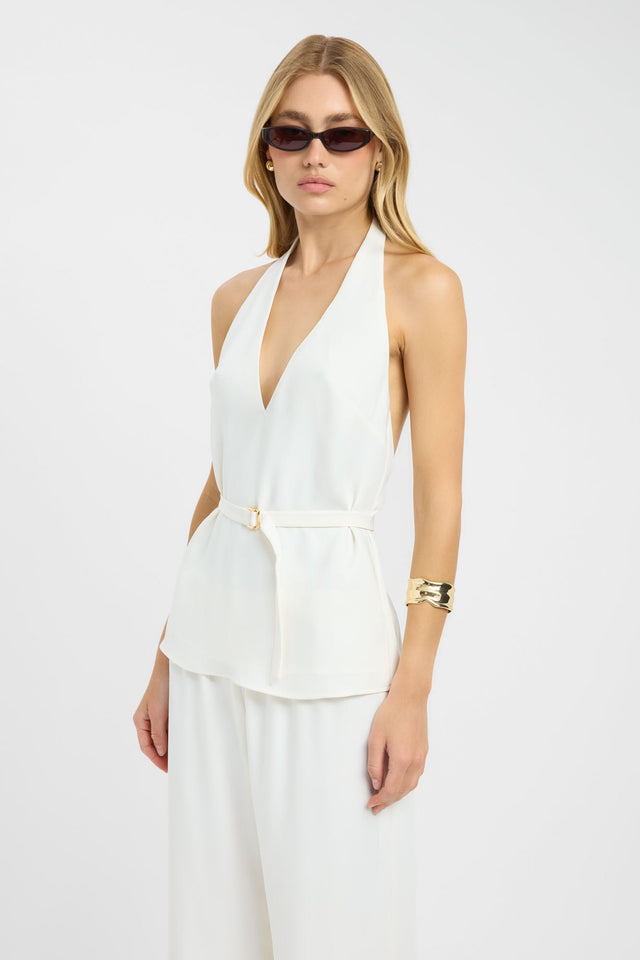 side Maria Low Back Top Kookai Relaxed V-neck Sleeveless Womens-Blouse 