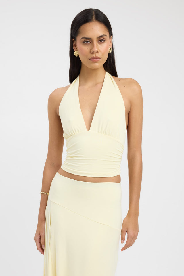 front Leni Top Kookai Fitted Plungeneck Sleeveless Womens-Blouse 