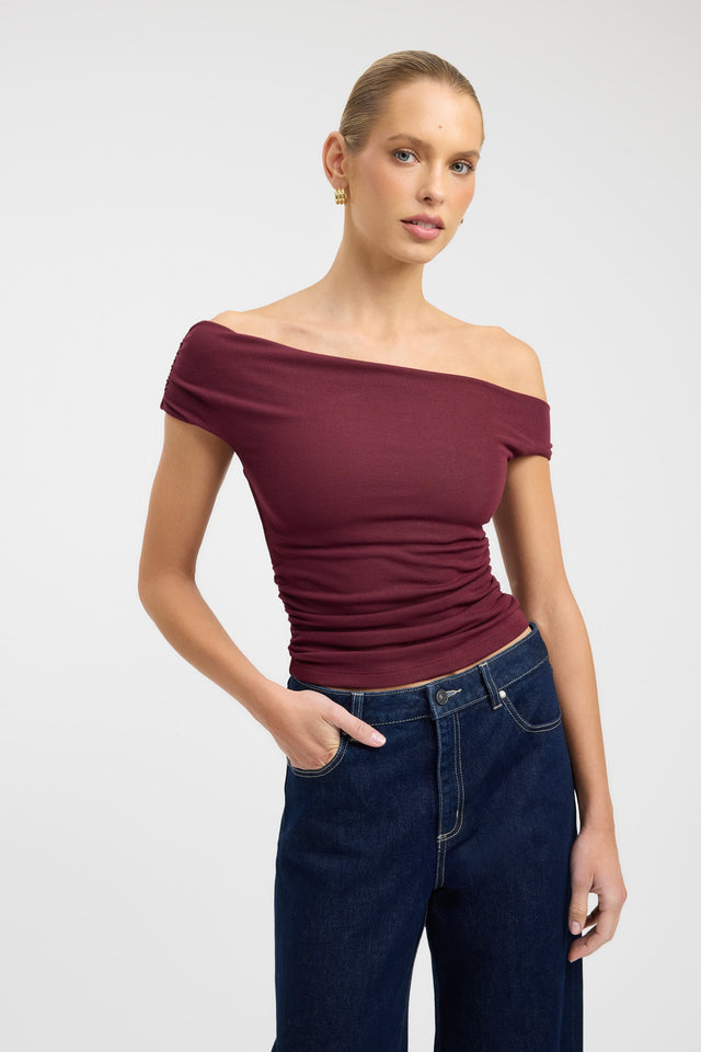 side Sloane Top Kookai Fitted Asymmetry Sleeveless Womens-Blouse 