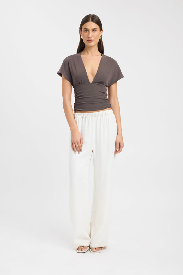 side Shae Top Kookai Fitted Plungeneck Short sleeves Womens-Blouse 