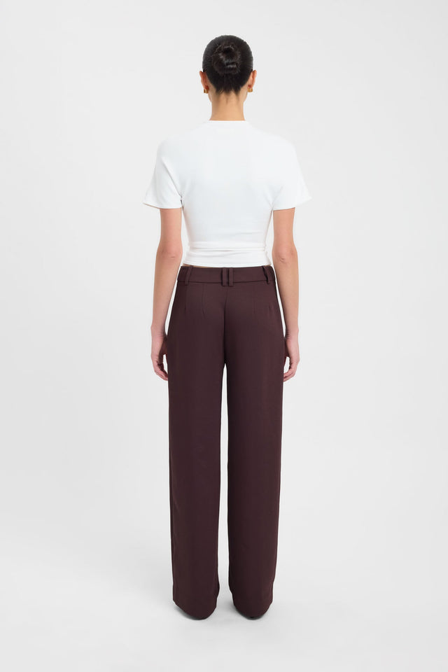 Designed with Oyster Belt Loop Pant womens regular pants wide-leg high-rise maroon back