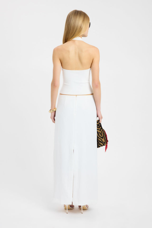 Crafted in white, the Opal Straight Maxi Skirt for womens-skirts back