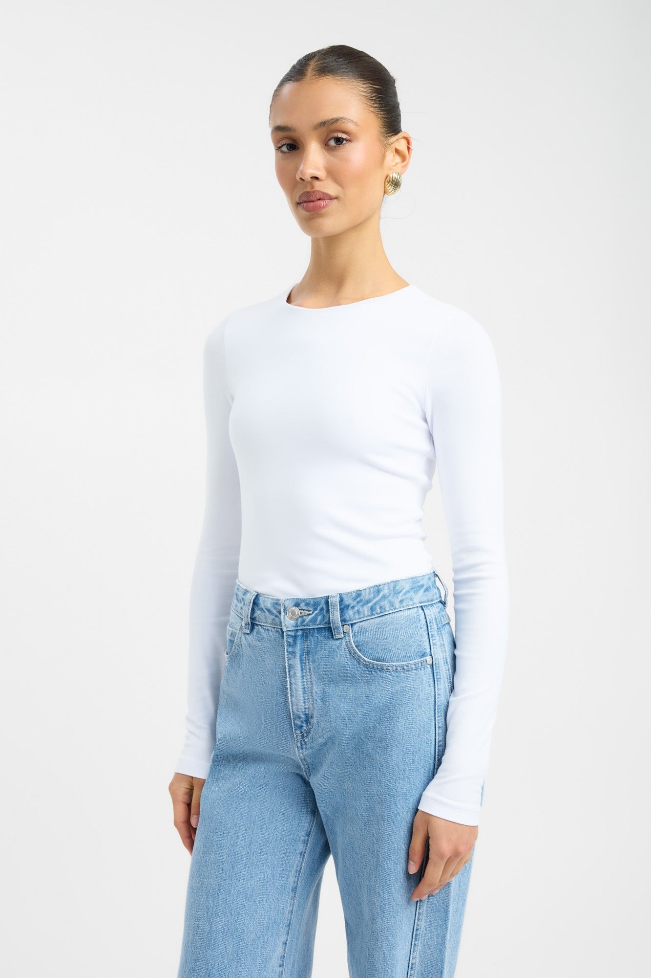 【CLANE】COMFORTABLE CREW NECK TOPS 1WHITE High Crew Top – USA KOOKAÏ