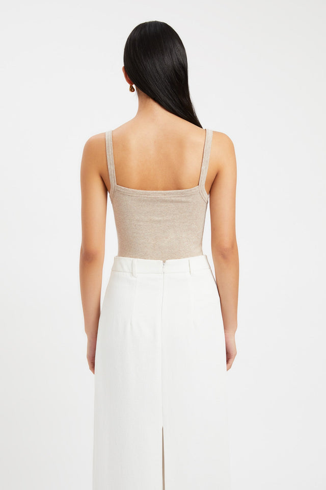 back Marzia Singlet Kookai Fitted Squareneck Sleeveless Womens-Blouse 