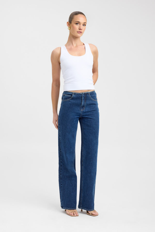 front Lewis Tank Kookai Fitted Thick strap Scoop black womens-singlets 