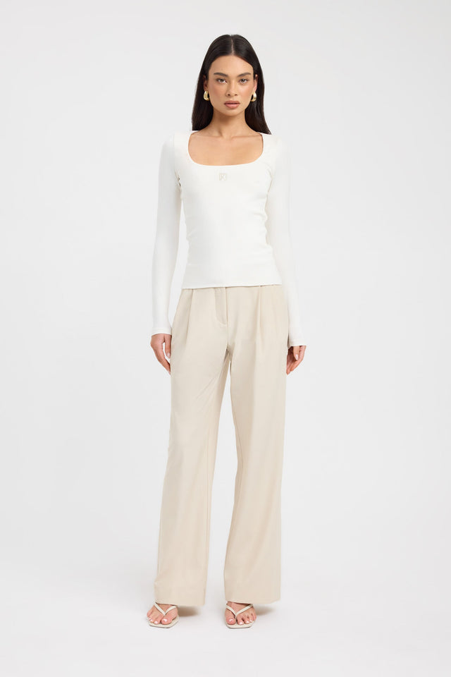 front Monogram Scoop Long Sleeve Top Kookai Fitted Scoopneck Long sleeve Womens-Blouse 