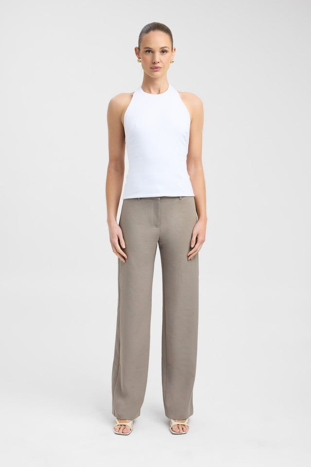 front Imogen Racer Tank Kookai Fitted Round black womens-singlets 