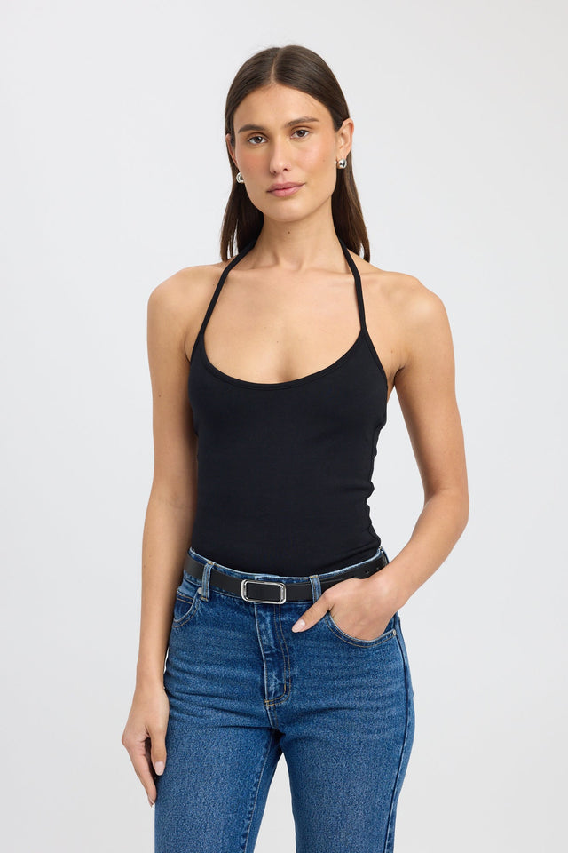 front Kristy Scoop Tank Kookai Fitted Thin strap Scoop womens-singlets 