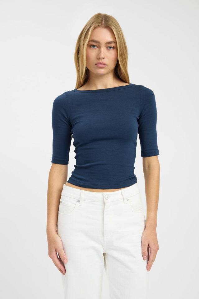 front Jac Top Kookai Fitted Boatneck Half sleeves Womens-Blouse 