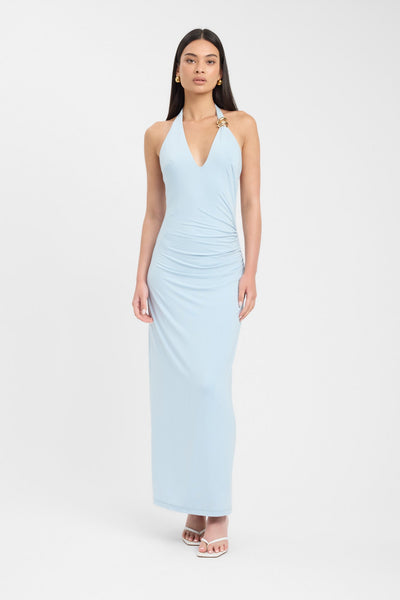 Paloma One Shoulder Knit Maxi Dress With Flowers - Ivory