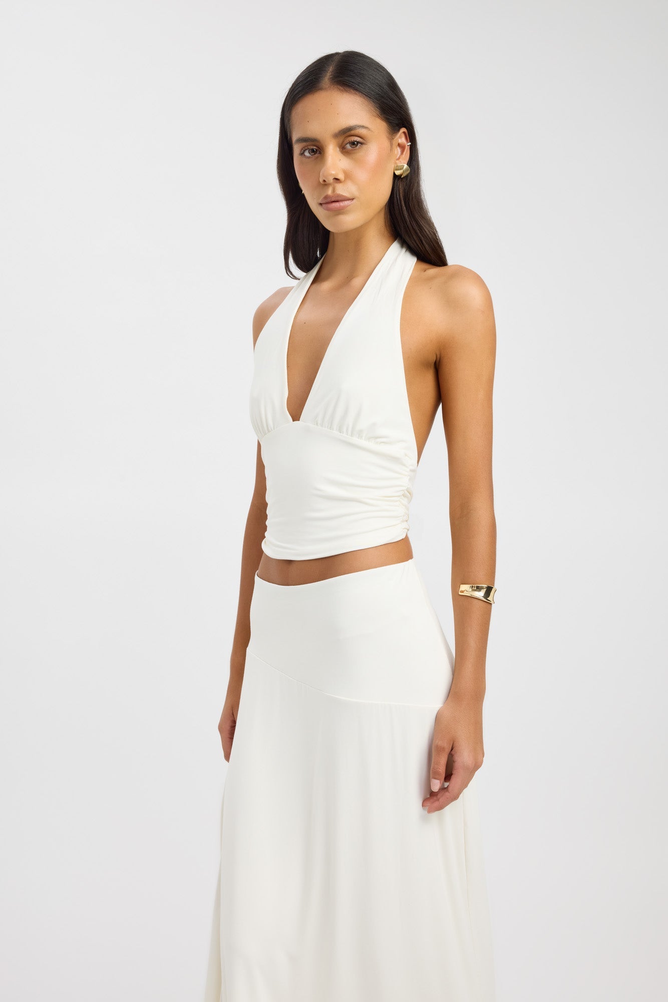 タンクトップ Coconut button back slit top / White Split Back Button Down Shirt in White - Bella Dahl