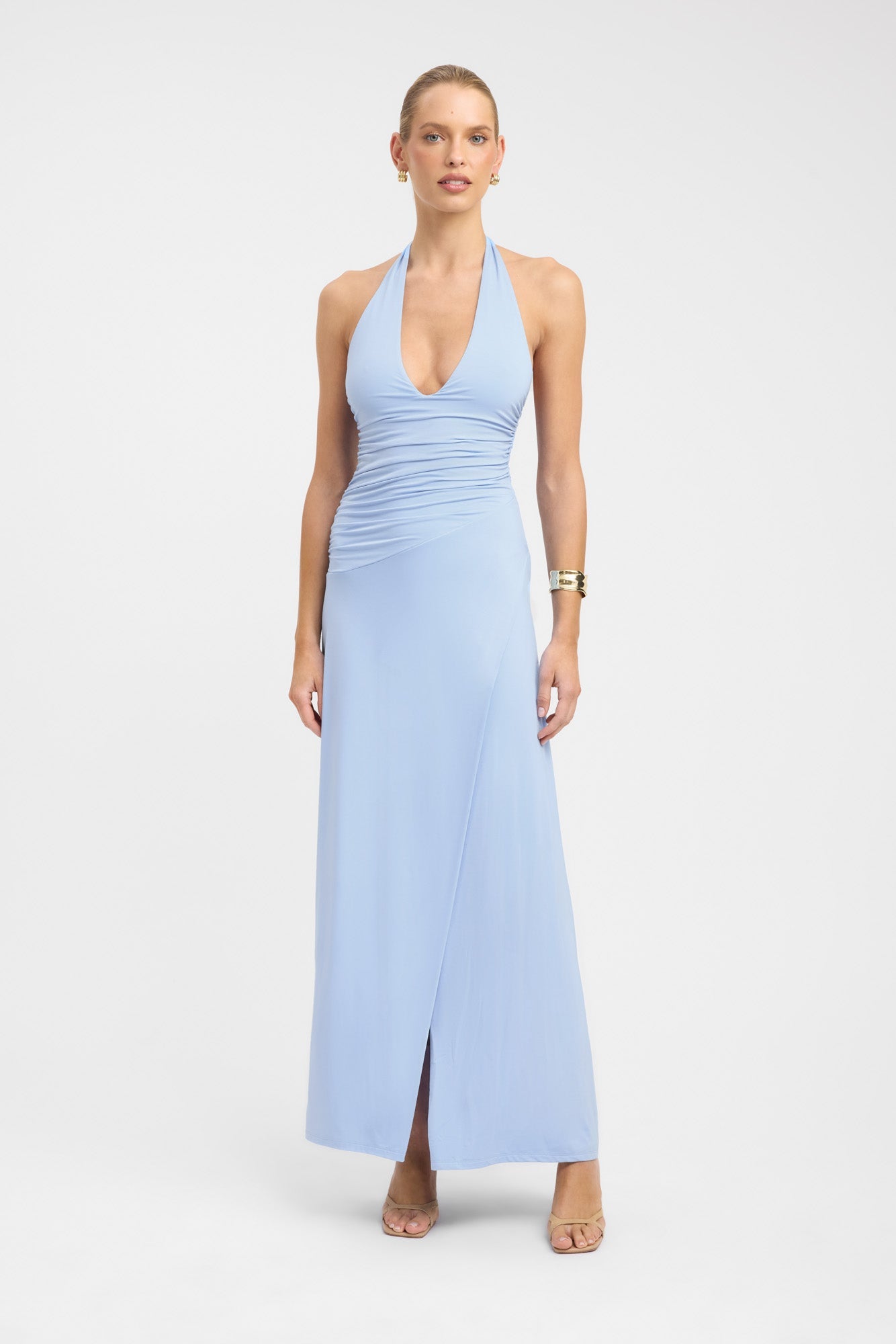 halter neck bodycon midi dress Luxe satin halter open back bodycon midi dress Grape / MEDIUM main image 1