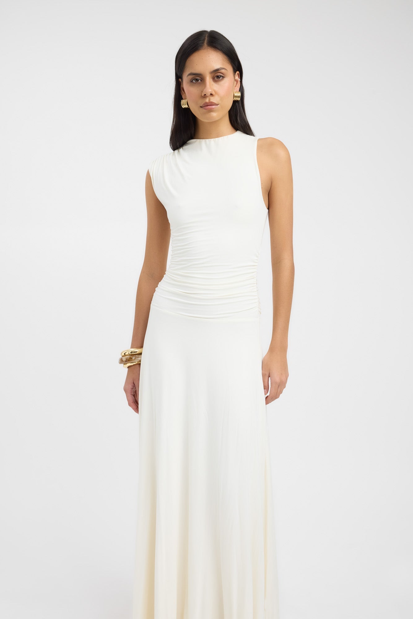 eunoia『Shirring maxi dress』 ホワイト eunoia『Shirring maxi dress