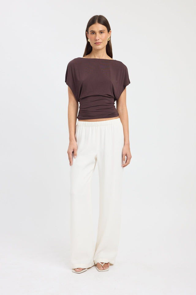 side Amaya Top Kookai Fitted Boatneck Short sleeves Womens-Blouse 